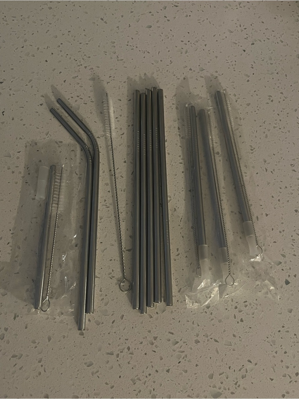 12-Piece Reusable Drinking Metal Straws Set Reflective Stainless Steel and brush